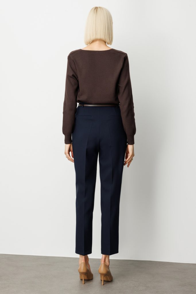 EKOL Beli Kemerli Boru Paça Pantolon 1001 - Lacivert