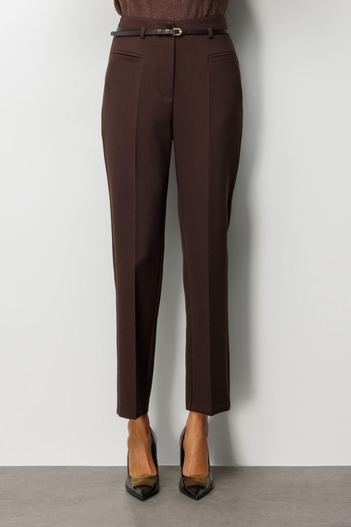 EKOL Beli Kemerli Boru Paça Pantolon 1001 - kahve