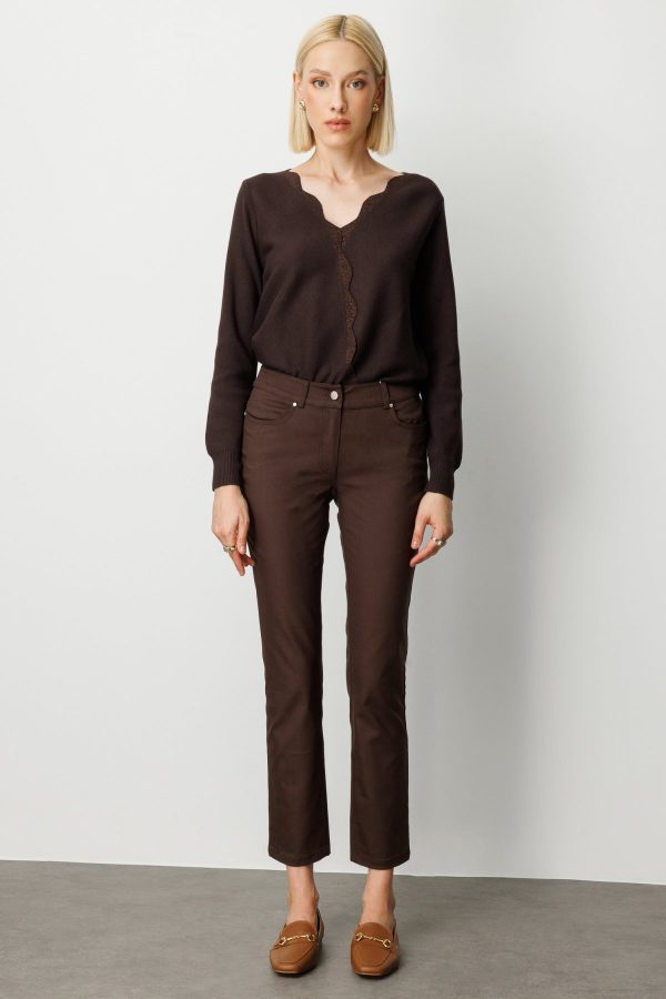 EKOL Yüksek Bel Dar Paça Pantolon 1061