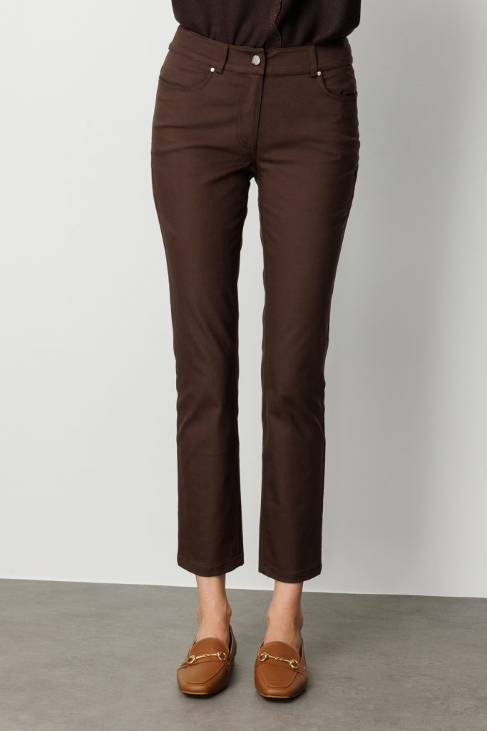 EKOL Yüksek Bel Dar Paça Pantolon 1061 - kahve