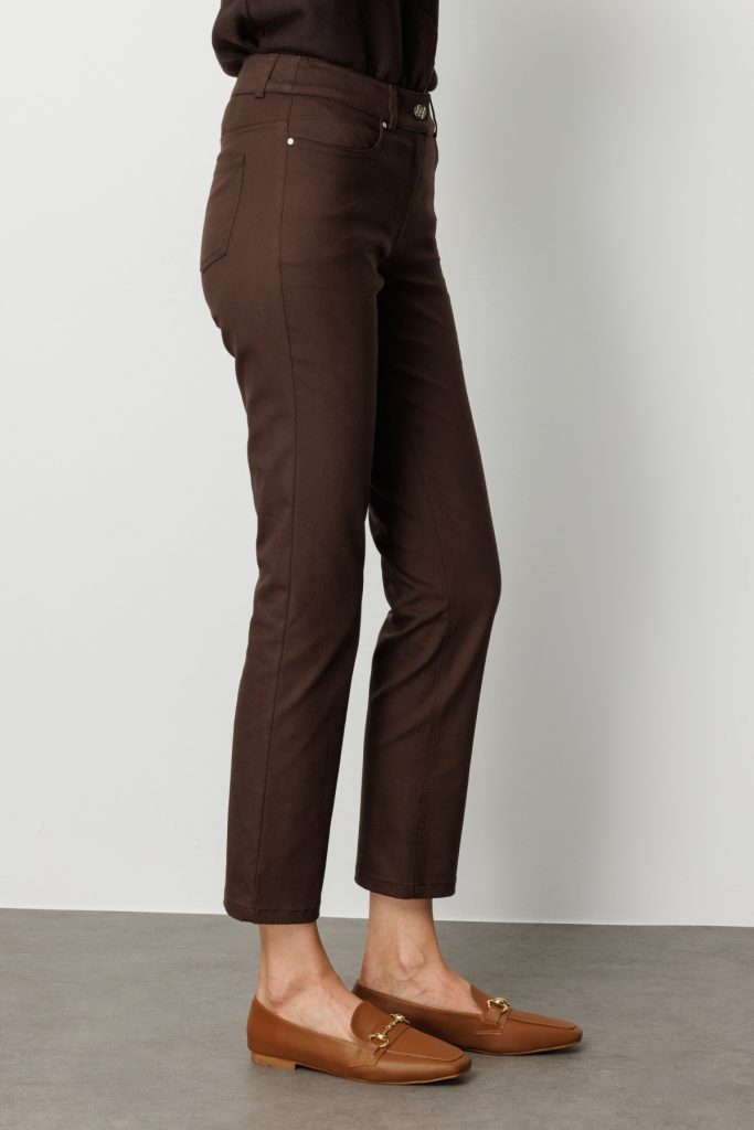 EKOL Yüksek Bel Dar Paça Pantolon 1061 - kahve