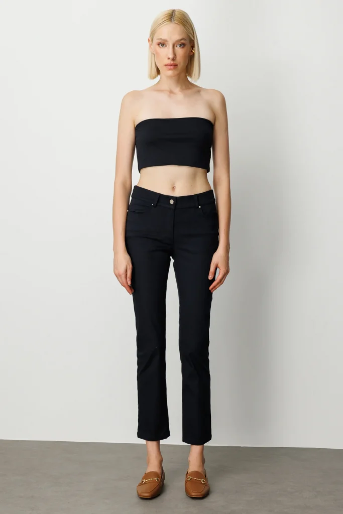 EKOL Yüksek Bel Dar Paça Pantolon 1061 - Lacivert