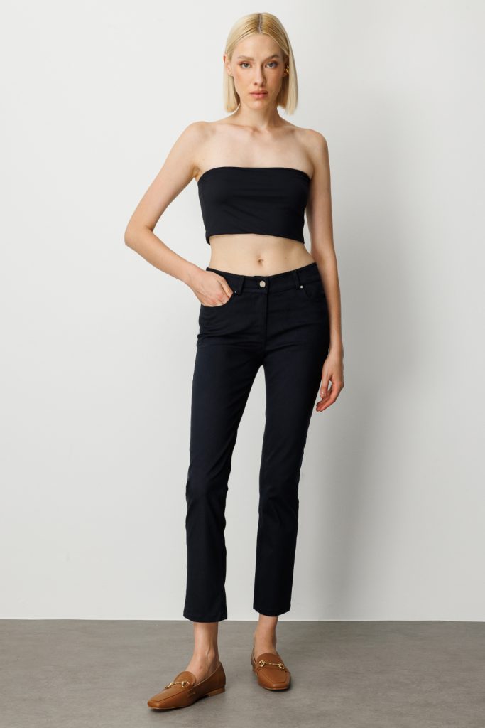 EKOL Yüksek Bel Dar Paça Pantolon 1061 - Lacivert