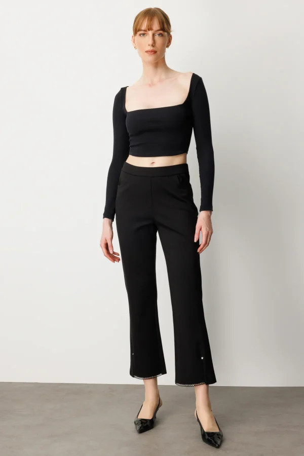 EKOL Paçası Taş Detaylı Pantolon 1089