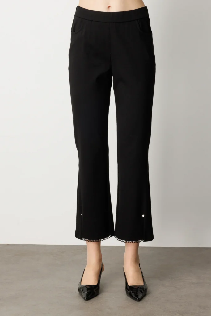 EKOL Paçası Taş Detaylı Pantolon 1089 - Siyah