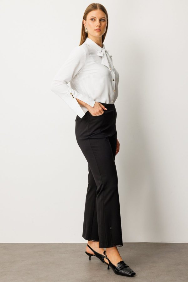 EKOL Paçası Taşlı Dantelli Pantolon 1091