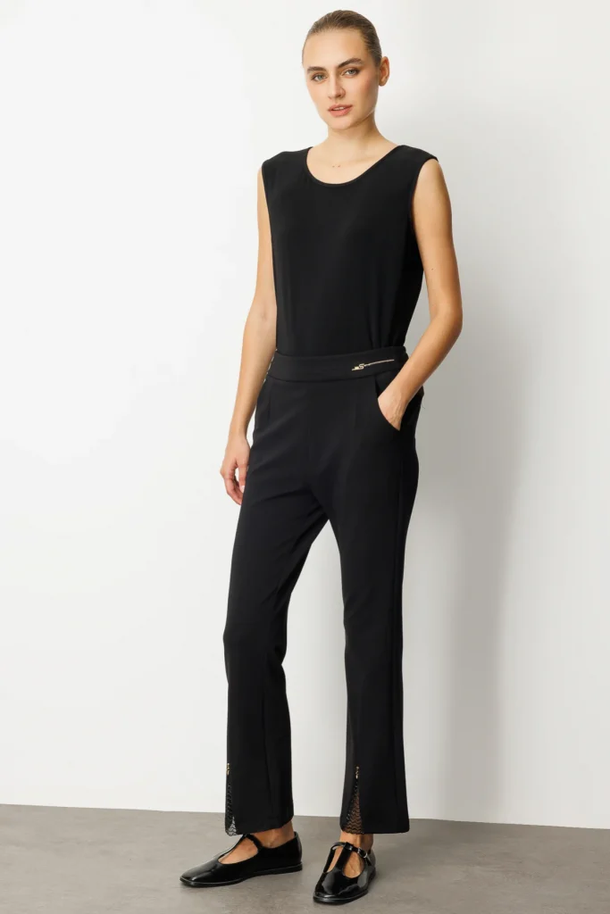 EKOL Paçası Taş Detaylı Metal Aksesuarlı Pantolon 1903