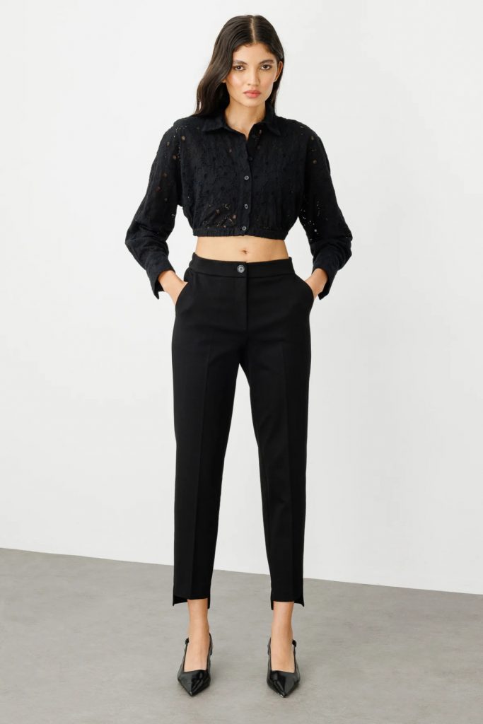 EKOL Beli Lastikli Dar Paça Pantolon 2070