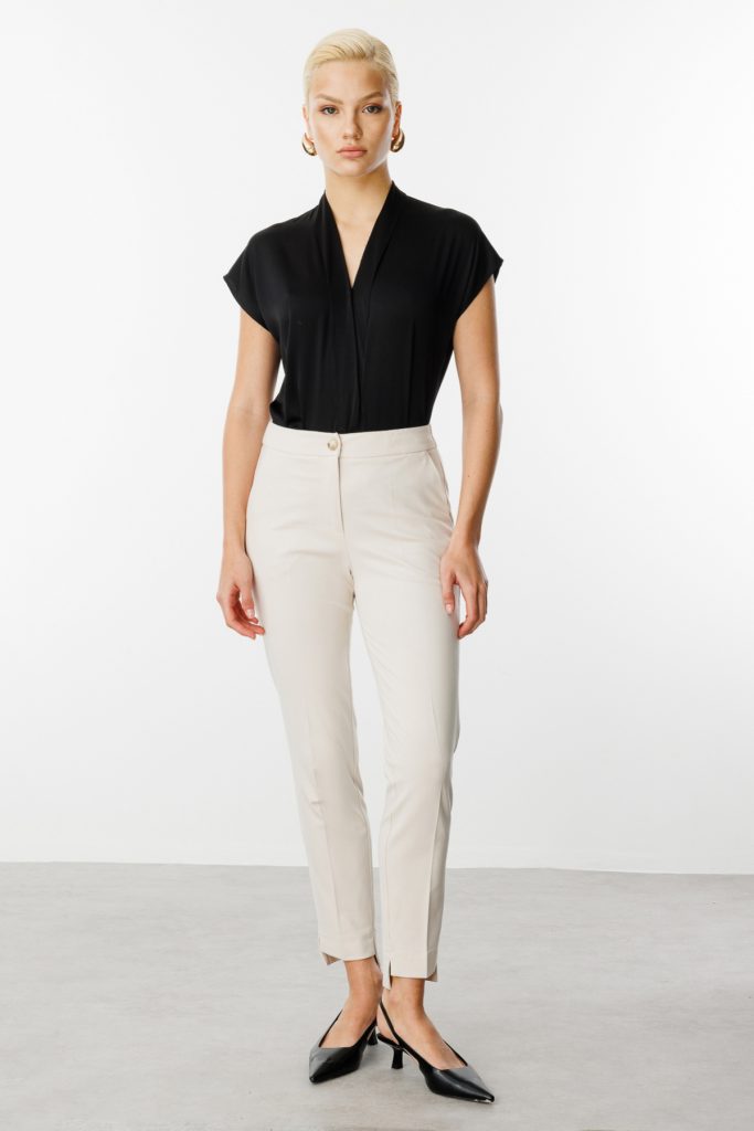 EKOL Beli Lastikli Dar Paça Pantolon 2070 - TAŞ