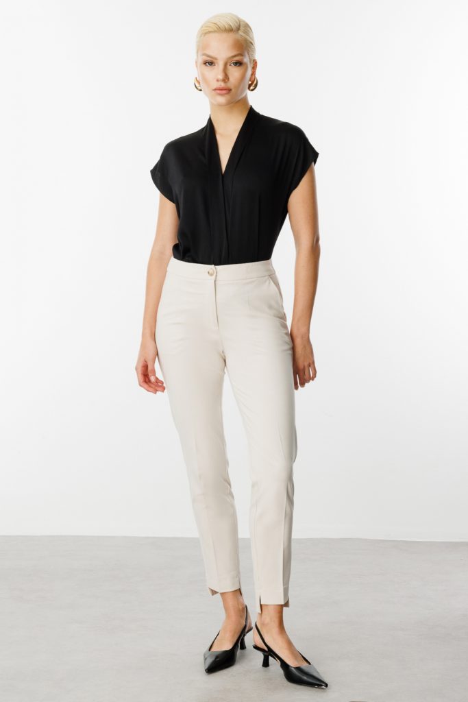 EKOL Beli Lastikli Dar Paça Pantolon 2070 - TAŞ