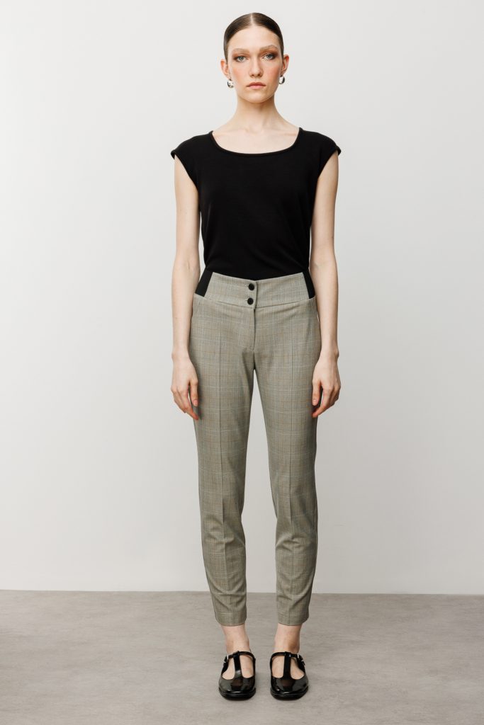 EKOL Ekoseli Dar Paça Pantolon 2082 - GRİ