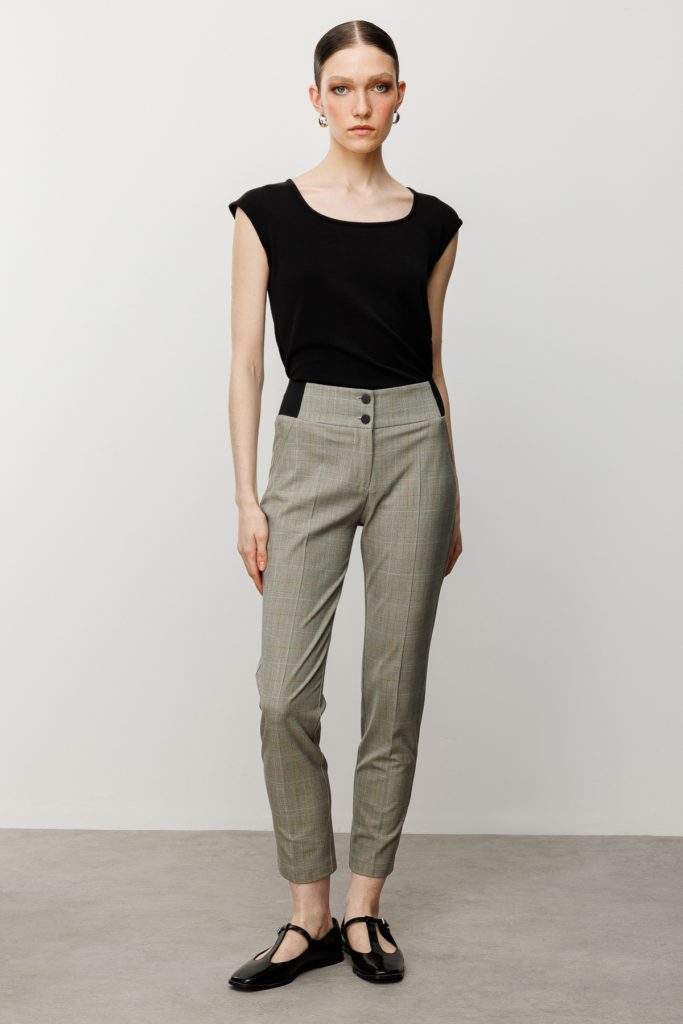 EKOL Ekoseli Dar Paça Pantolon 2082 - GRİ