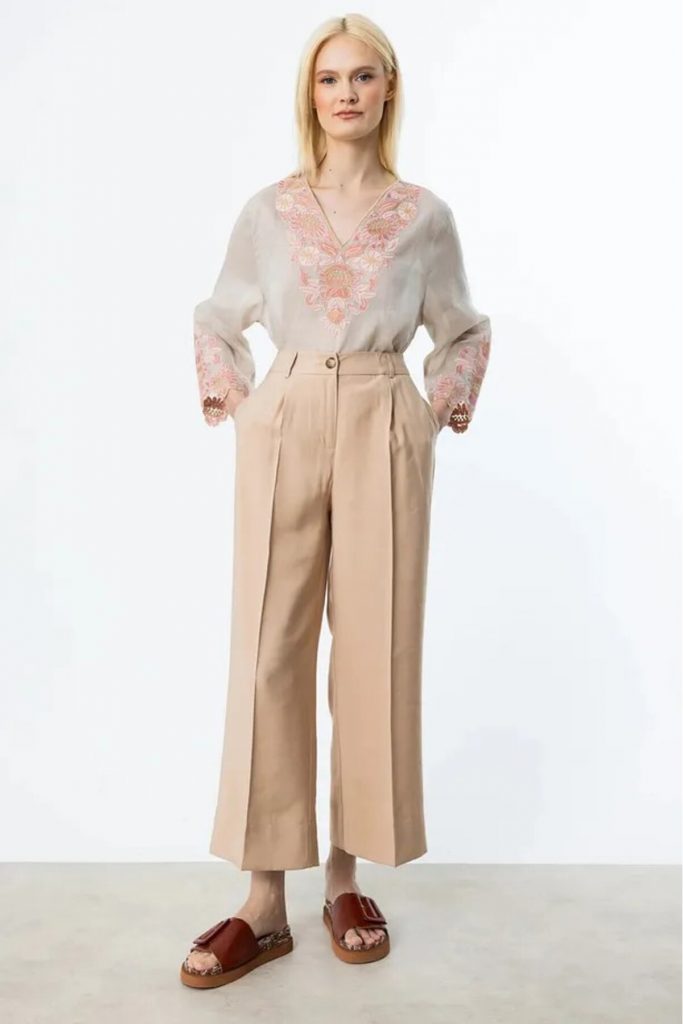 EKOL Tek Pile Bol Paça Pantolon  2106 - KUM