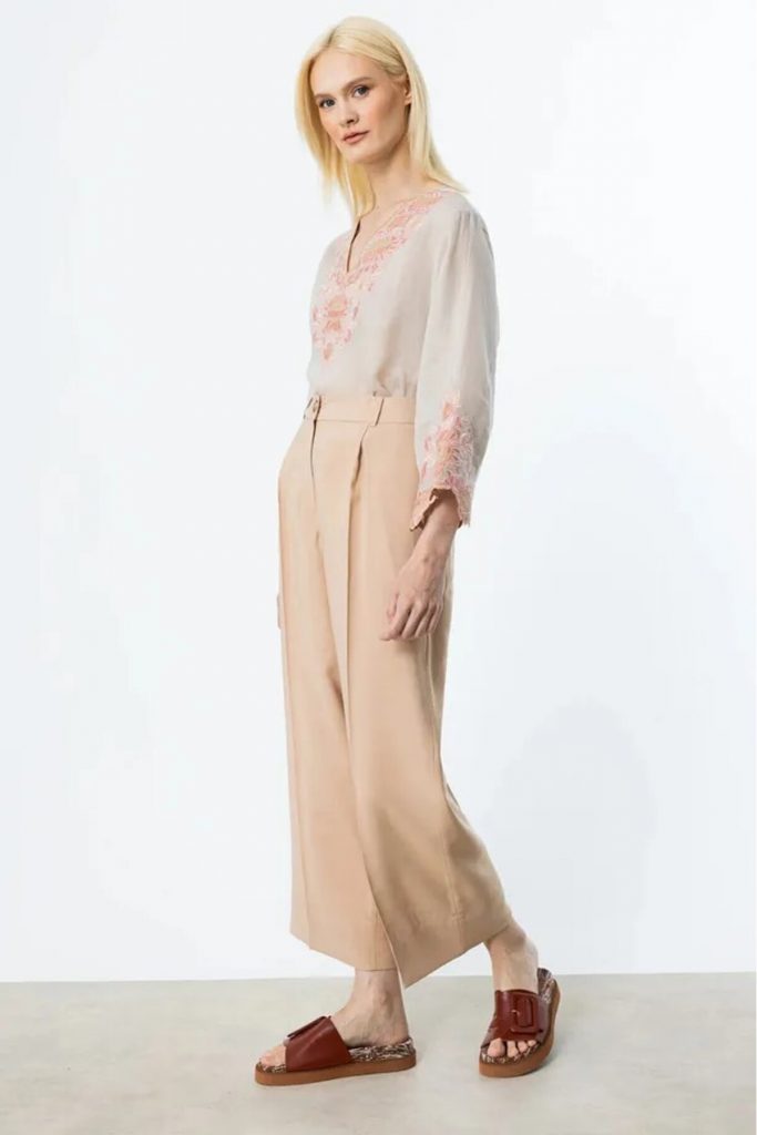 EKOL Tek Pile Bol Paça Pantolon  2106 - KUM