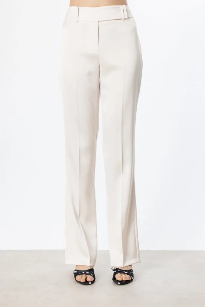 EKOL Bol Paça Saten Pantolon  3336 - inci