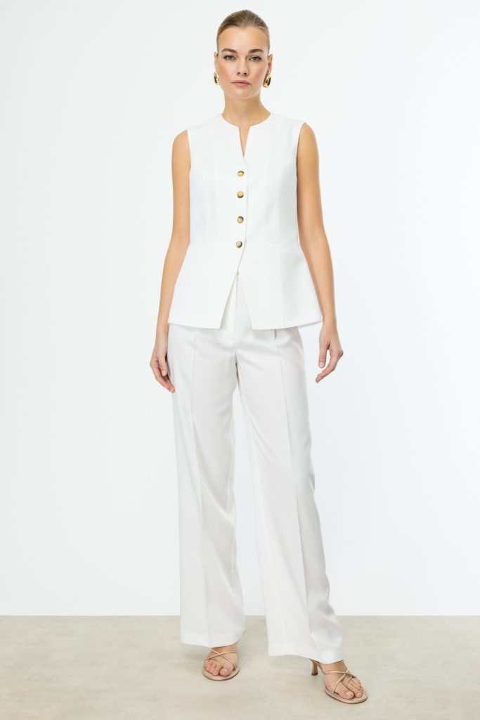 EKOL İ Bol Paça  Kadın Pantolon 4192 - EKRU