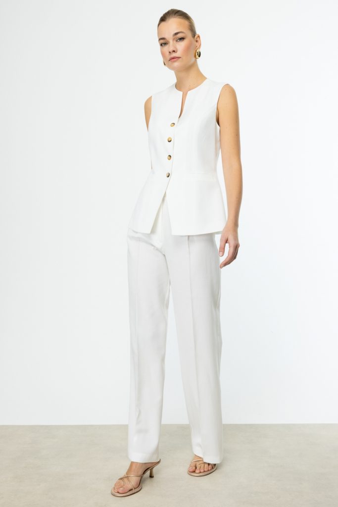 EKOL İ Bol Paça  Kadın Pantolon 4192 - EKRU