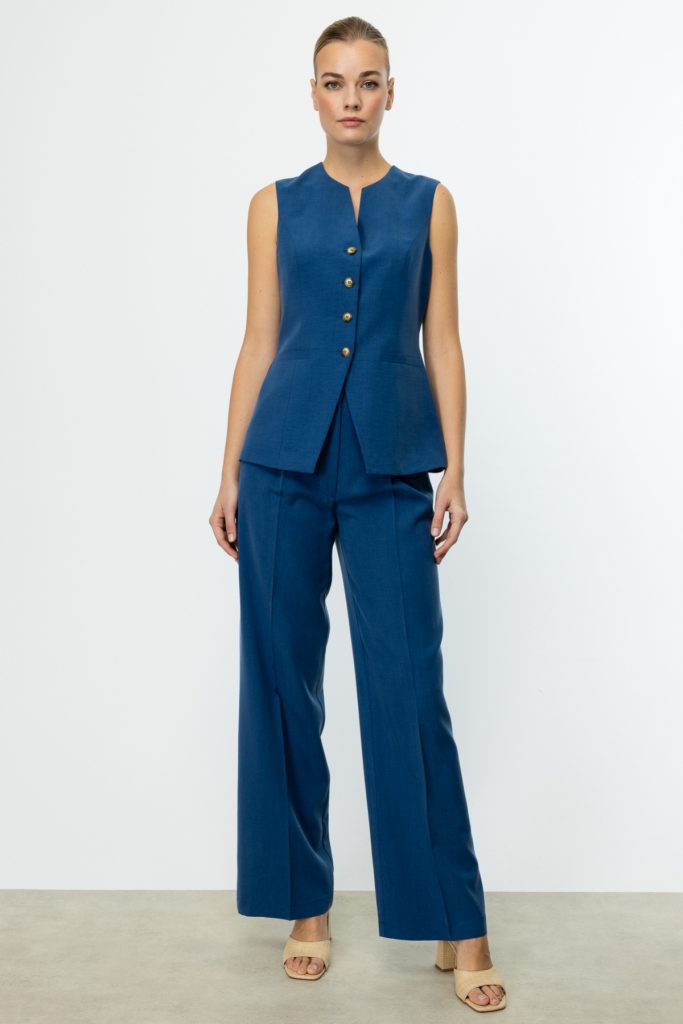 EKOL İ Bol Paça  Kadın Pantolon 4192 - İNDİGO