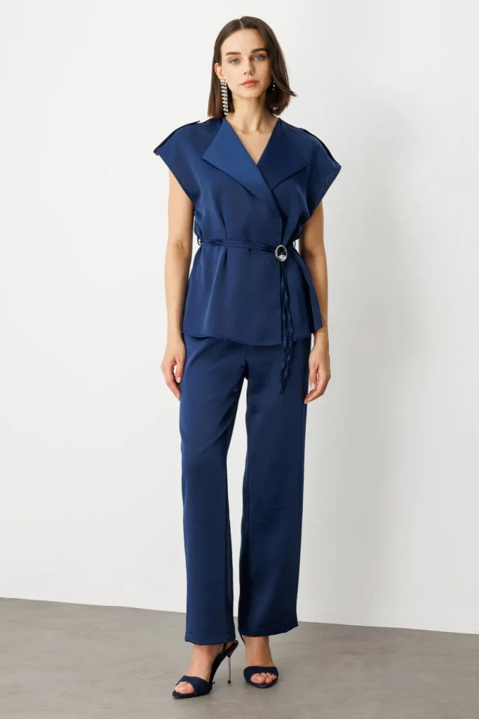 EKOL Tek Pile Bol Paça Pantolon 4266 - Lacivert