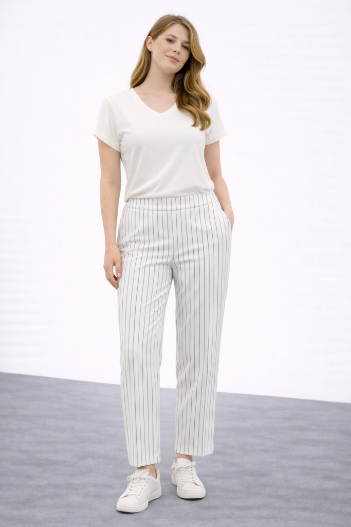 EKOL Çizgili Kadın Pantolon 5010