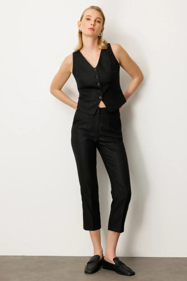 EKOL Düz Kesim Çizgili Pantolon 5125