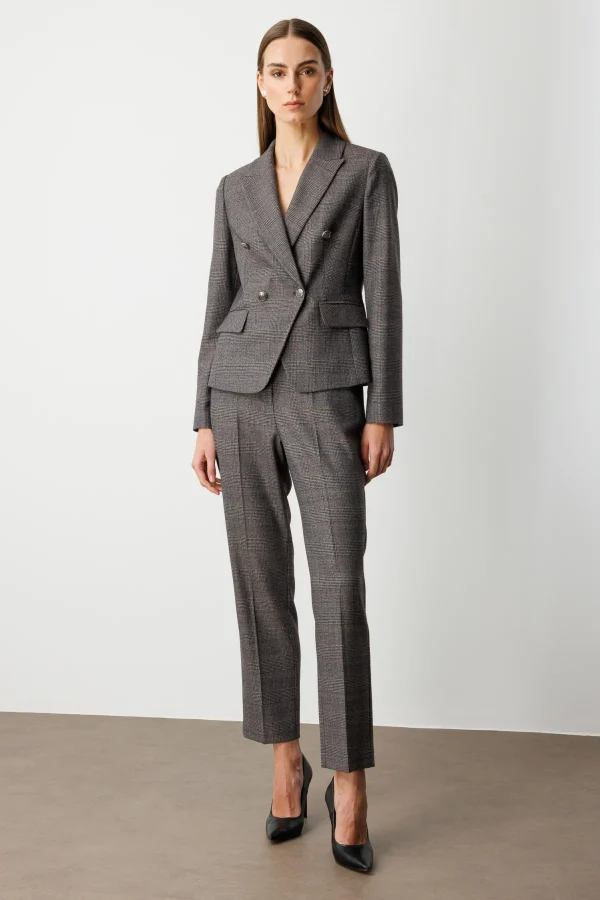 EKOL Ekoseli Boru Paça Pantolon 5163