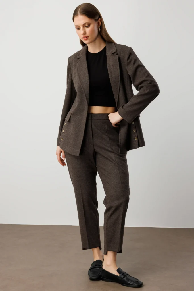 EKOL Beli Lastikli Yan Cepli Pantolon 5595 - kahve