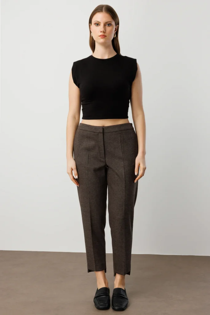 EKOL Beli Lastikli Yan Cepli Pantolon 5595 - kahve