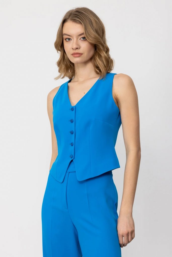 EKOL V Yaka Düğmeli Kadın Yelek 5038