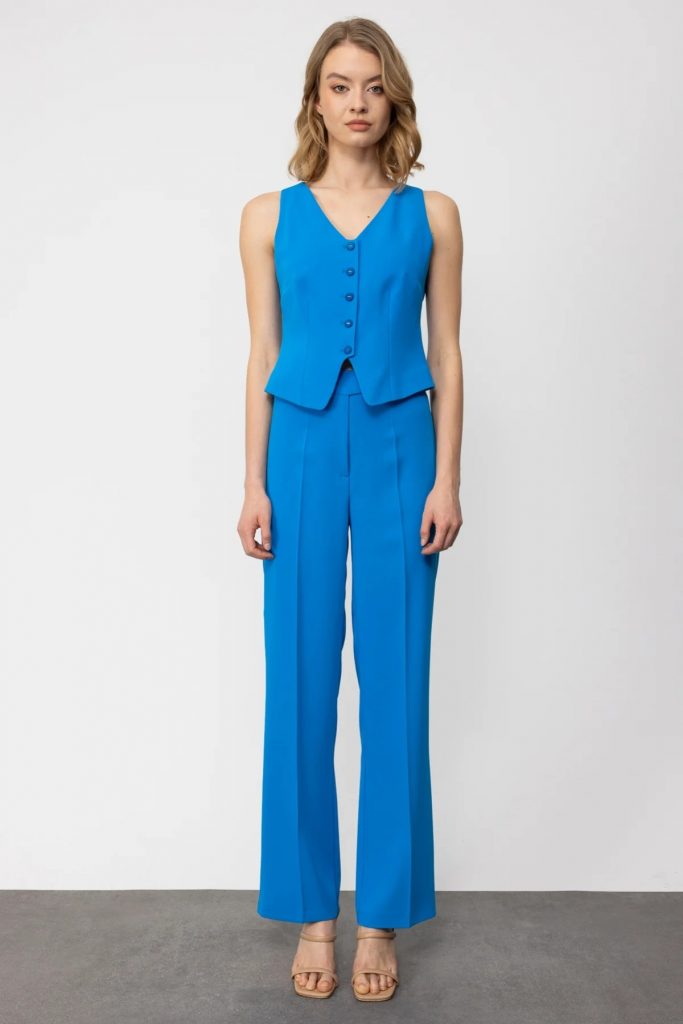 EKOL V Yaka Düğmeli Kadın Yelek 5038