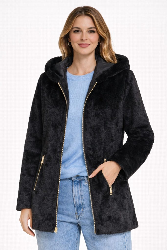 ETRUCCİ Kapüşonlu Kaban 9062 - Siyah