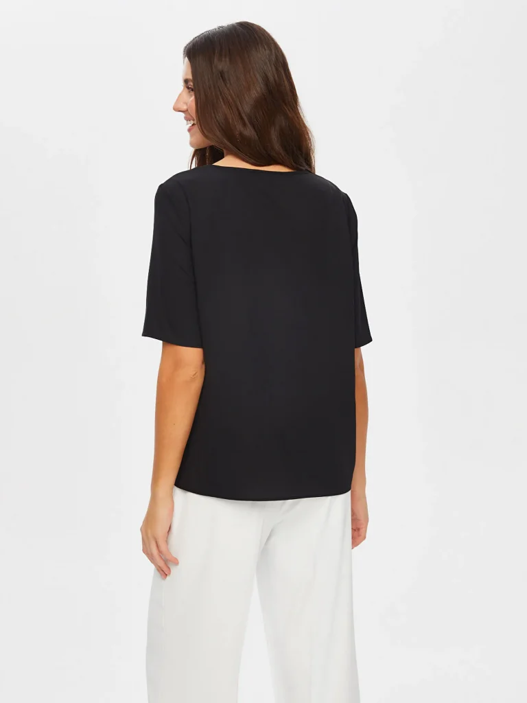 FAİK SÖNMEZ Yuvarlak Yaka Taş Detaylı Kısa Kol Bluz BLZ002