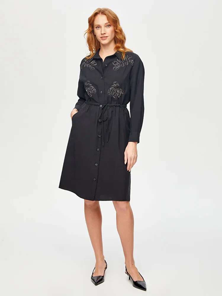 FAİK SÖNMEZ Boncuk Ve Zincir Nakış Detylı Liyoselli Elbise 69211