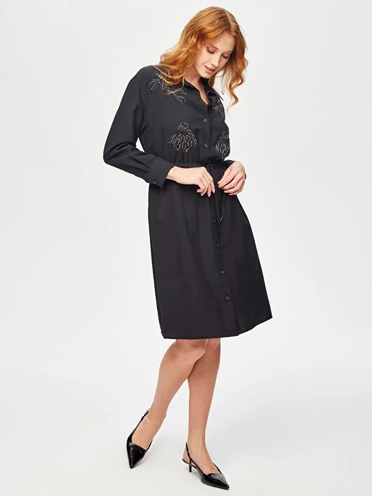 FAİK SÖNMEZ Boncuk Ve Zincir Nakış Detylı Liyoselli Elbise 69211