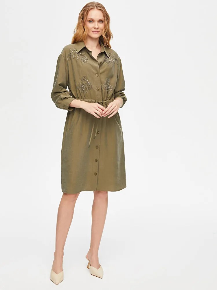 FAİK SÖNMEZ Boncuk Ve Zincir Nakış Detylı Liyoselli Elbise 69211