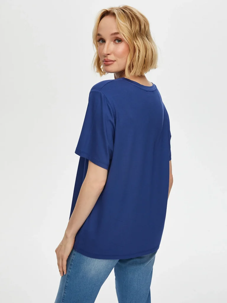 FAİK SÖNMEZ Yuvarlak Yaka Kısa Kol T-Shirt TSH002 - İNDİGO