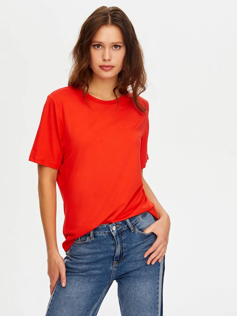 FAİK SÖNMEZ Yuvarlak Yaka Kısa Kol T-Shirt TSH009 - KIRMIZI