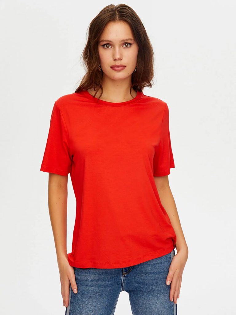 FAİK SÖNMEZ Yuvarlak Yaka Kısa Kol T-Shirt TSH009 - KIRMIZI