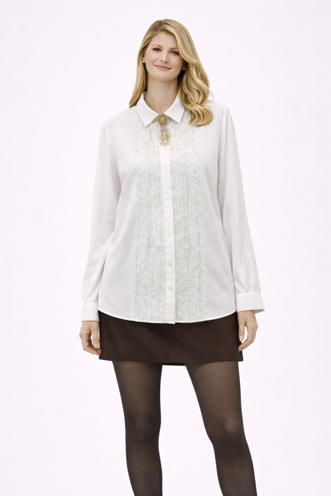 FEMİNA Yakası Tokalı Gömlek 62015 - Beyaz