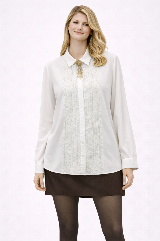 FEMİNA Yakası Tokalı Gömlek 62015 - Beyaz