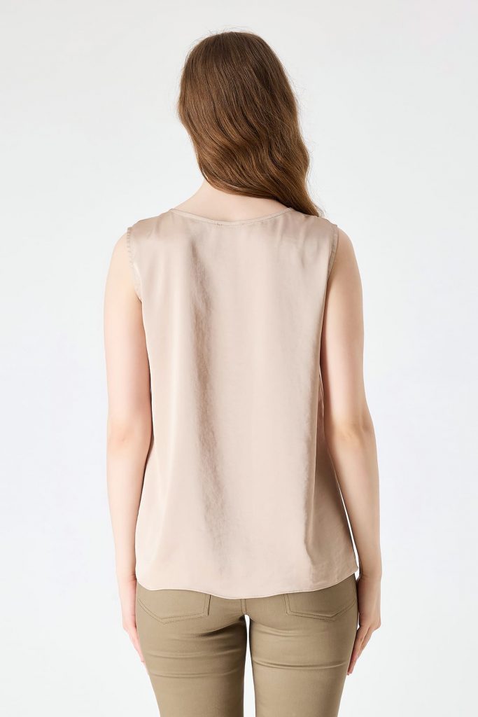 FEVER Taş İşleme Detaylı Saten Bluz 14058 - KUM