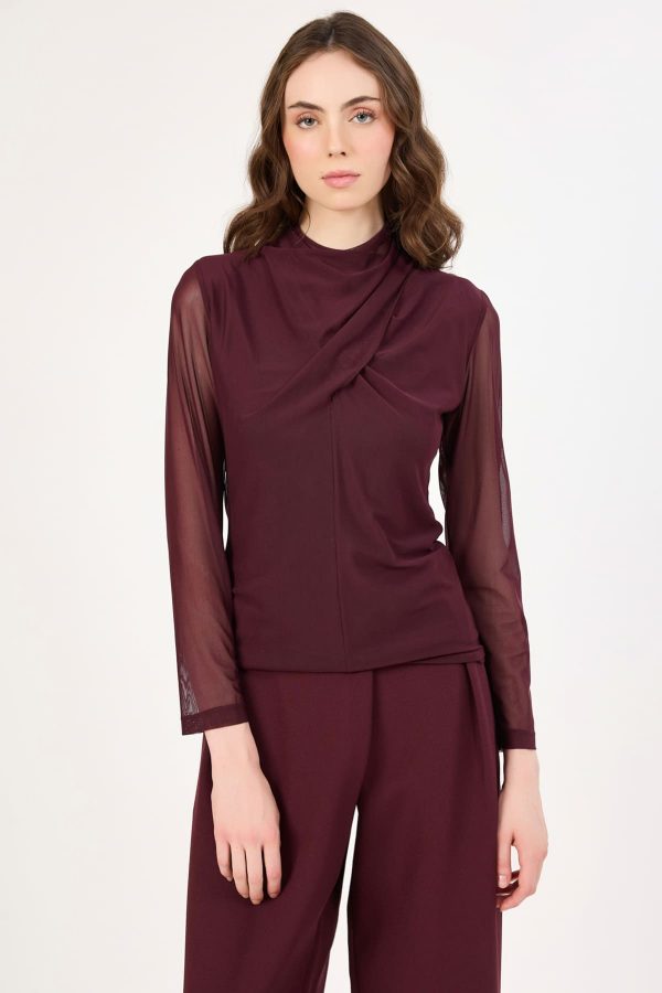 FEVER Yaka Detaylı Tül Bluz 4045