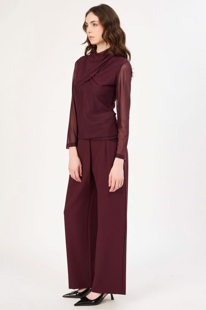 FEVER Yaka Detaylı Tül Bluz 4045