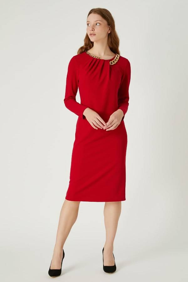 FEVER Elbise 16007 - KIRMIZI