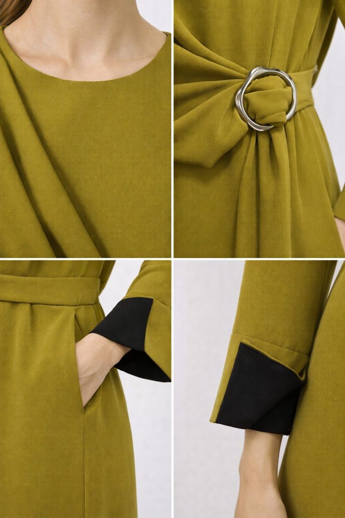 FEVER Midi Boy Yeşil Elbise 16018 - YAĞ YEŞİLİ