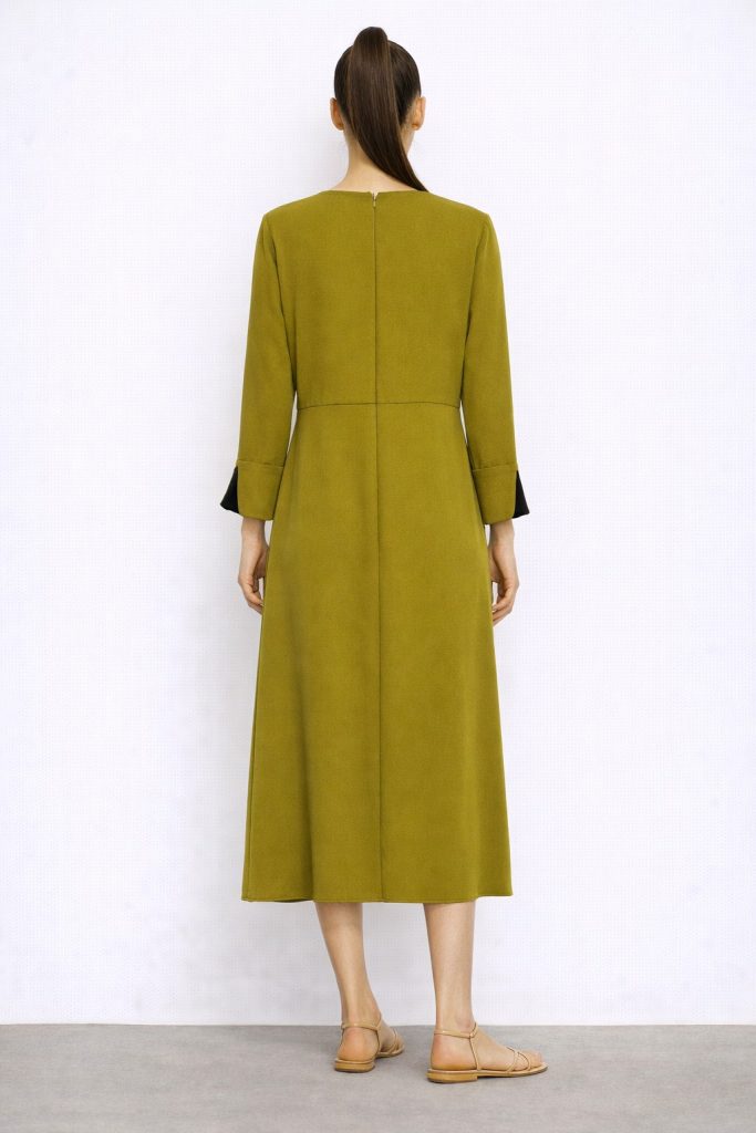 FEVER Midi Boy Yeşil Elbise 16018 - YAĞ YEŞİLİ