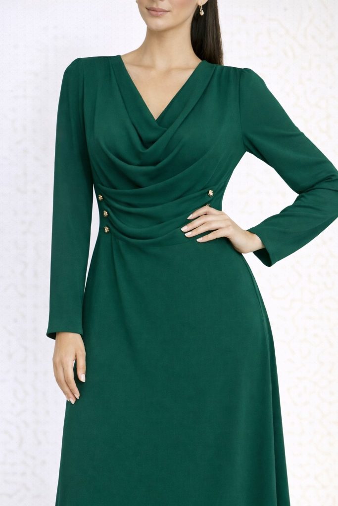 FEVER Uzun Kol Elbise16033 - ZÜMRÜT