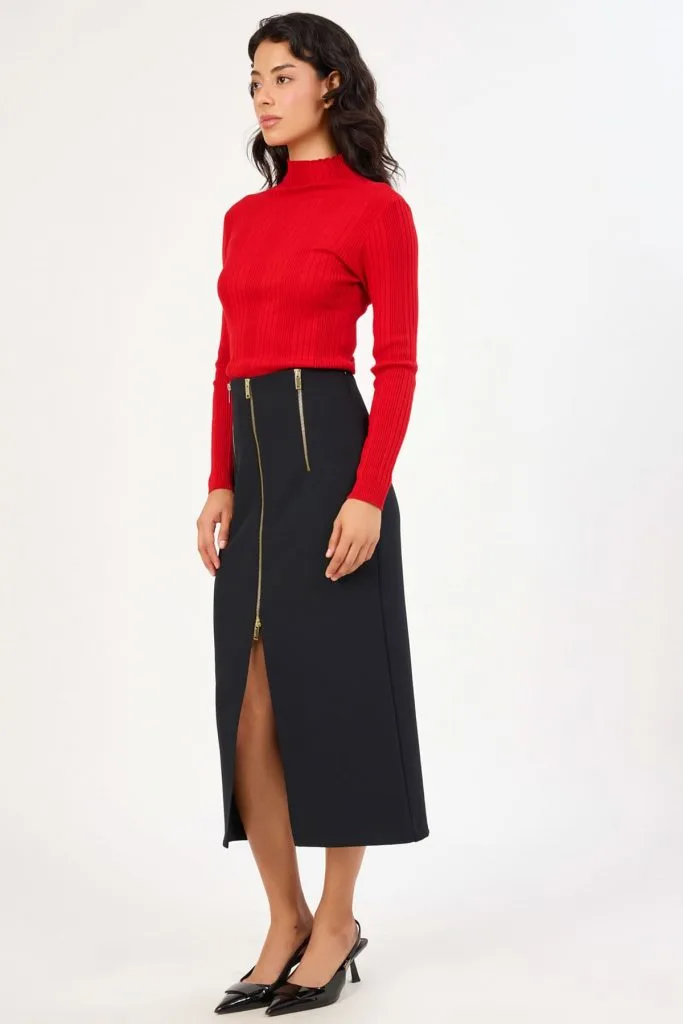 FEVER Yırtmaç ve Fermuar Detaylı Likralı Etek 13007