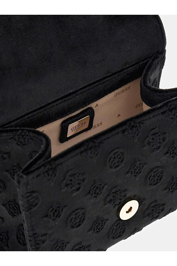 GUESS Zalina 4G ve Peony Logolu Mini El Çantası HWVP9350780 - Siyah