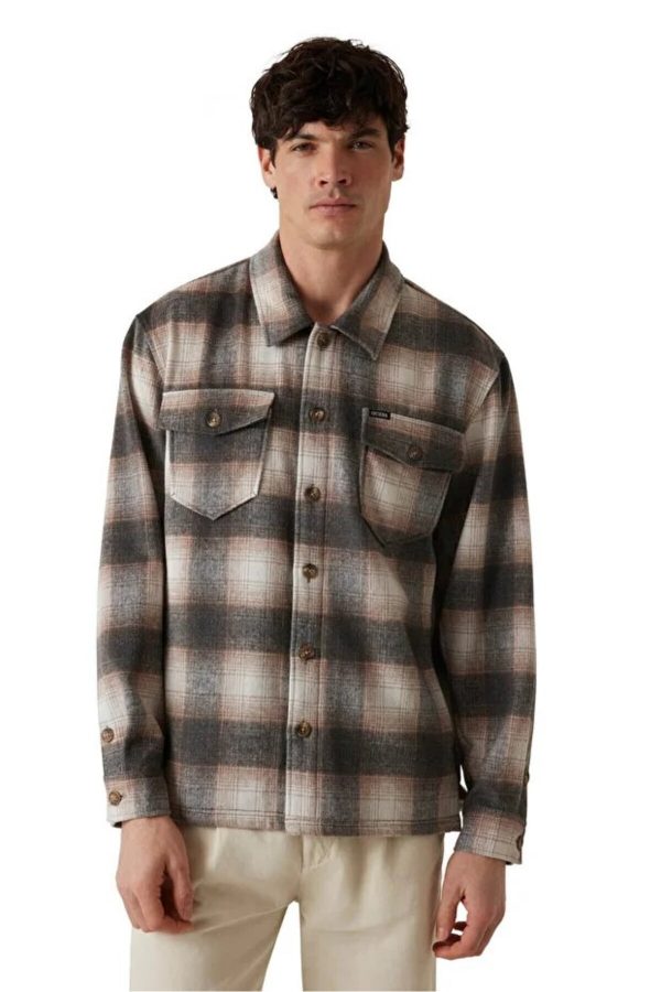 GUESS  Erkek Ekose Desenli Çift Cepli Relaxed Fit Gömlek M5BH31W2012